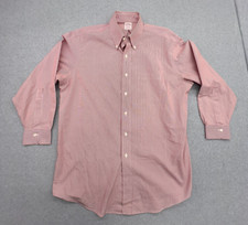 Brooks Brothers Shirt Mens 16 1/2 32 Red Striped Long Sleeve Button Down READ