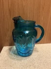 Vintage MCM Anchor Hocking Colonial Tulip Laser Blue Pitcher