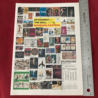 Marlboro Up Against The Wall Posters Offer 1970 Print Ad - Great To Frame!