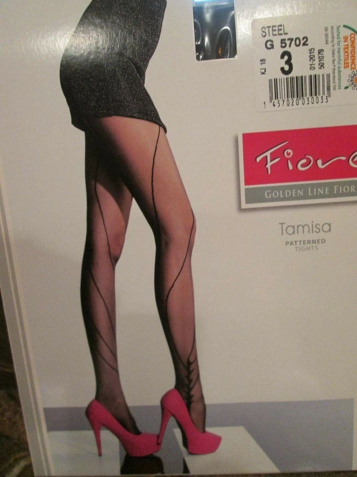 FIORE TAMISA CON PATRÓN DE DISEÑO PIERNA 20 DENIER PANTIMEDIAS MEDIAS 3 TALLAS ACERO Foto 3 de 4