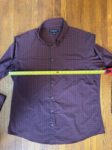 Mizzen+Main Leeward Dress Shirt Mens XL Red Plaid Trim No Tuck Performance Shirt - Picture 4 of 7