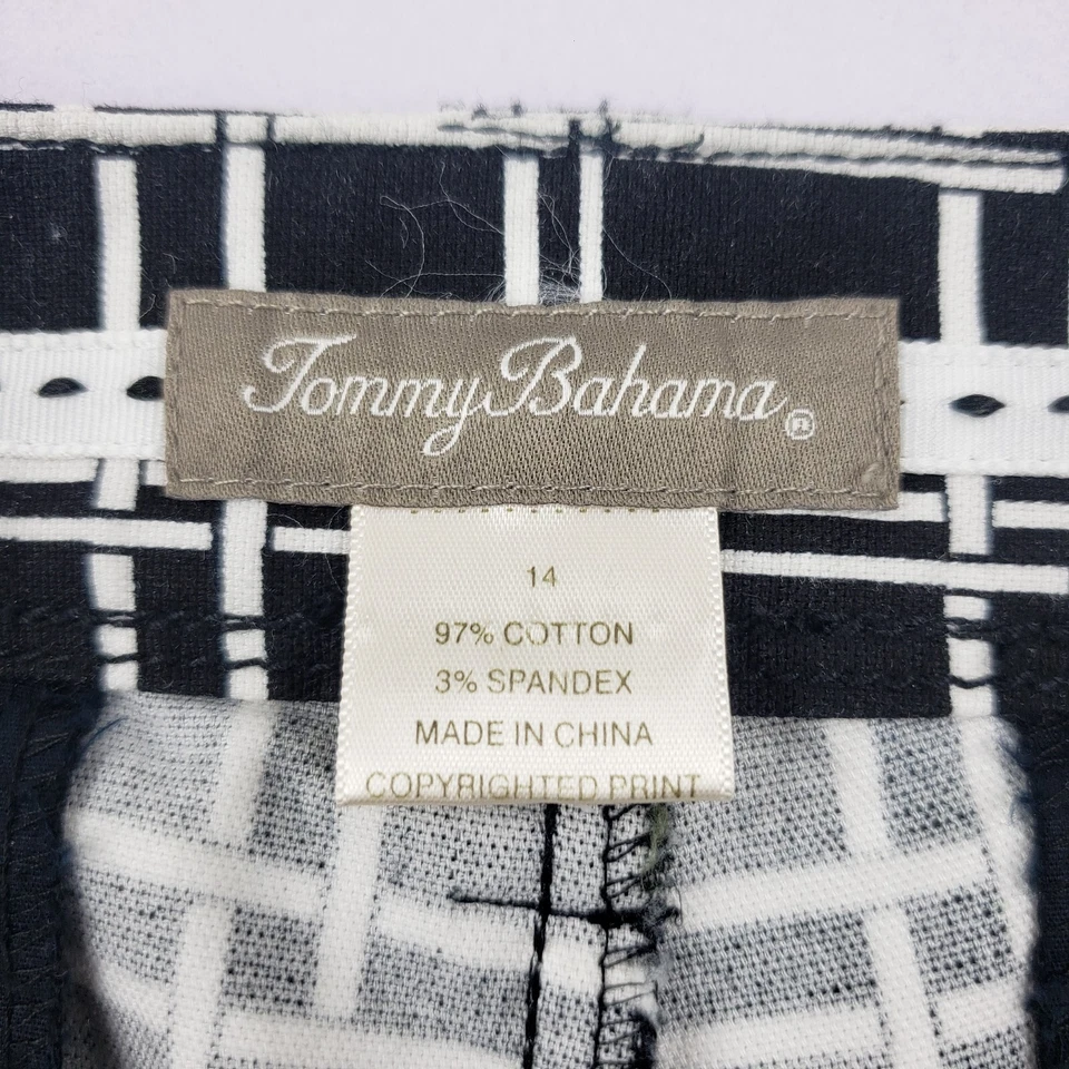 Tommy Bahama Bermudas Pantalones Cortos Hawaianos 32x12 Para Mujer Talla 14 Negro Blanco Cuadros Foto 3 de 4