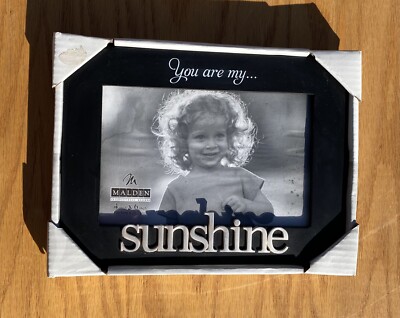 YOU ARE MY SUNSHINE Picture Frame 4 x6  Photo Black Silver Metal  Malden NIB