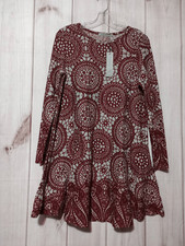 Arianna Dress Ladies Small Maroon Gray Sweater Long Sleeve