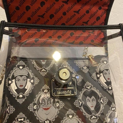 Loungefly Disney Villains PVC Damask Clear Crossbody Bag Maleficent Ursula Evil - Picture 2 of 7