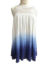 Tobi Mini Swing Dress Women S Embroidered Front Strappy Back Ombre Gauzy Peasant