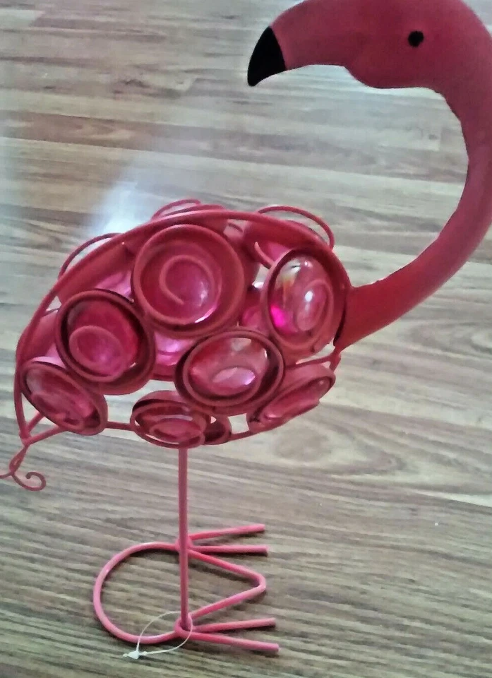 Flamenco Rosa con Bolsa de Regalo Flamenco Metal 12" Alto 8" A través de 3" Grueso Soporta Foto 2 de 4