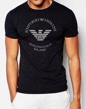 Emporio Armani Black Men's Cotton T-Shirt, Borgonuovo'11,Size M L XL XXL,3XL