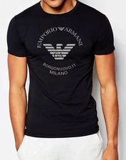 Emporio Armani Black Men's Cotton T-Shirt, Borgonuovo'11,Size M*L*XL*XXL,3XL