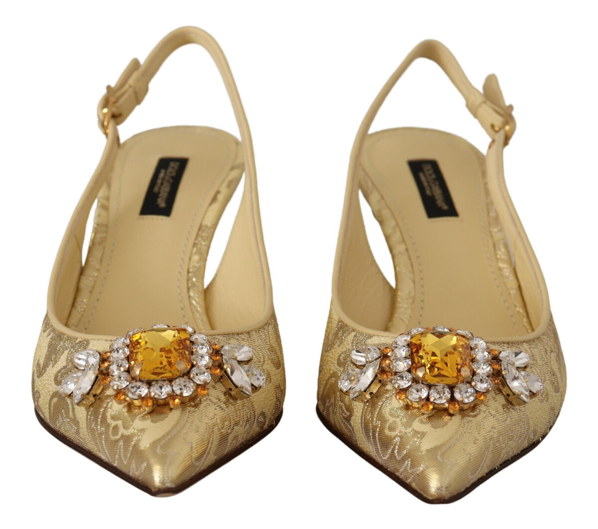 DOLCE & GABBANA Shoes Gold Crystal Slingbacks Pumps Heels DOLCE & GABBANA Shoes Gold Crystal Slingbacks Pumps Heels