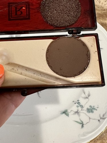 VINTAGE REVLON BROW SCHÖNER PINSEL AUF AUGENBRAUENFARBE DUNKELBRAUN KOMPAKT NEU - Bild 4 von 4