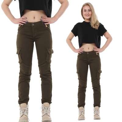 green fitted cargo pants