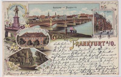 87933 Postcard Lithograph Greetings from Frankfurt or High School, Barracks etc. 1900
