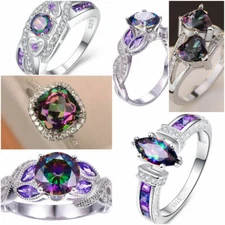 Fashion Cubic Zircon 925 Silver Filled Ring Fashion Wedding Women Ring Sz 6-10