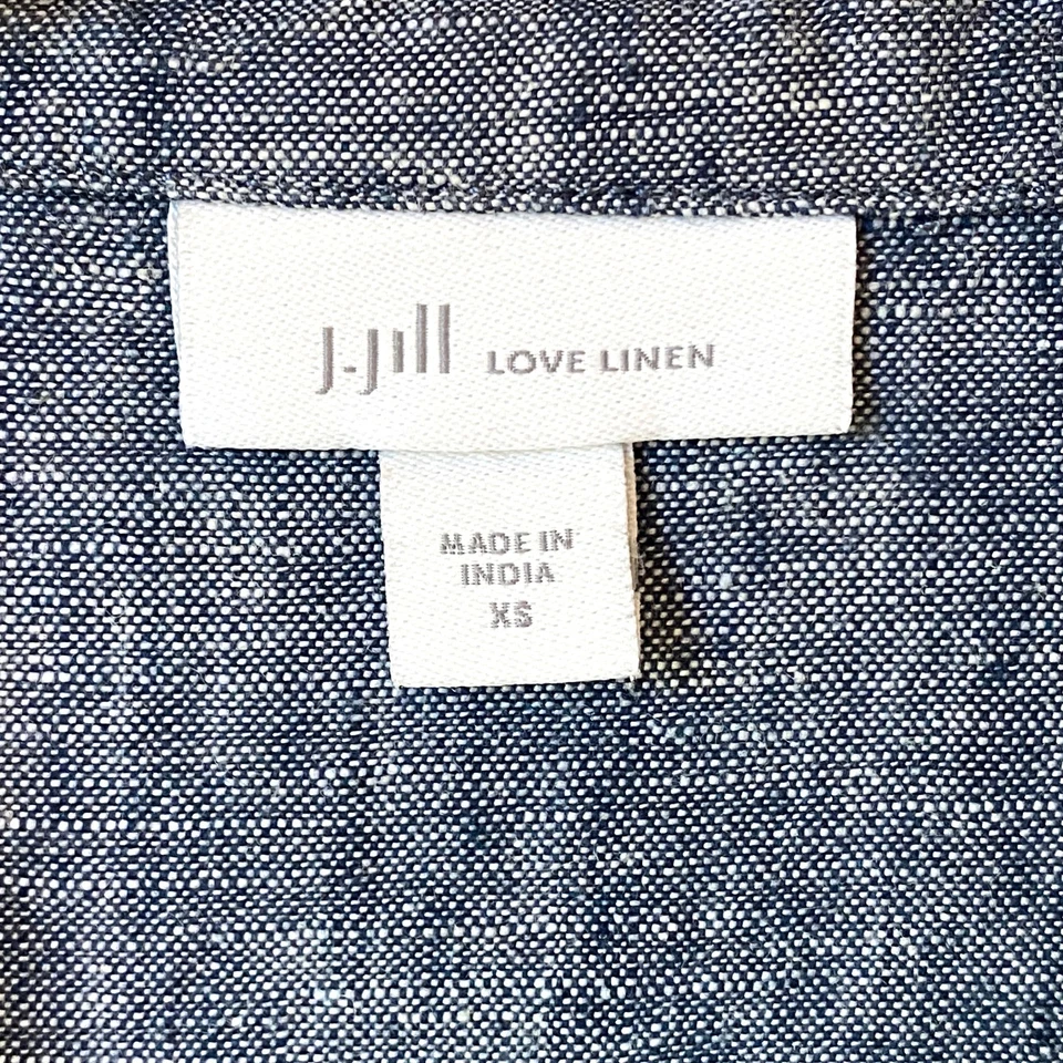 J.Jill Love Linen Womens Chambray Tie Waist Button Up Utility Jacket Blazer XS - Image 4 of 4