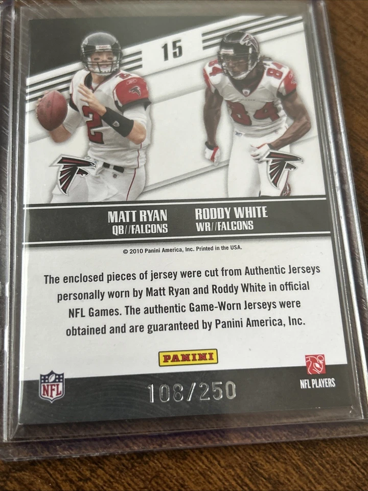 2010 Prestige Connections Matt Ryan, Roddy White Materials 108/250 *Falcons* - Image 4 of 4