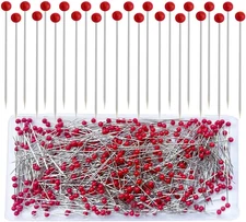 500 PCS Sewing Pins, 1.75IN Quilting Pins Long Red Glass Ball Head Straight Pins