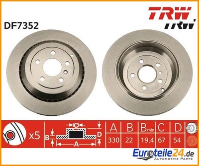 2pcs Brake Disc TRW DF7352 for Mercedes-Benz R-Class