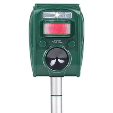 Ultrasonic Solar Animal Repeller, Motion LED, Repels Dogs, Cats, Squirrels, More