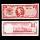 1964 Trinidad & Tobago 1 One Dollar Banknote Paper Money Queen Elizabeth P26b VF