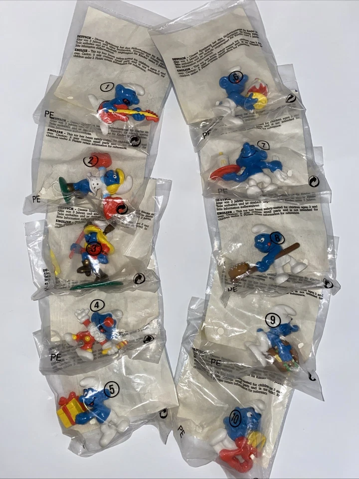 Juego Pitufo De Colección 1996 McDonald’s 25 Aniversario Set De 10 MIP Alemania Hong Kong Foto 2 de 4