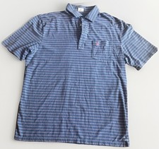 Johnnie-O Blue Striped Polo Shirt Mens Large Pocket Preppy Golf Coastal