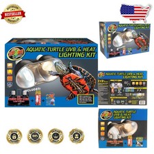 Aquatic Turtle UVB Heat Lamp Kit: Dual Fixture, Splashproof, Polished Metal Dome
