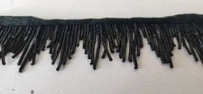Luxury Black Beaded Fringe Trim – Couture Glass Beads, 1.75" x 1.9 Yards