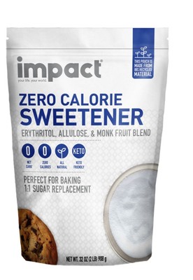 Impact Erytritol Allulose Monk Fruit Blend Zero Calorie Sweetener Keto 2lb. 