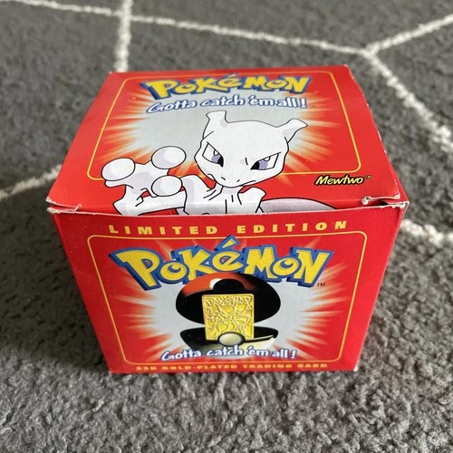 Vintage 1999 Burger King Mewtwo Pokemon 23K Gold Plated Card Sealed Never Opened