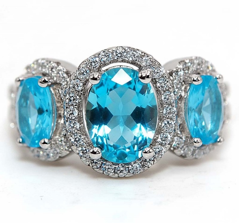 3CT Heat Treated Blue Topaz 925 Sterling Silver Ring Sz 9 PC13-7