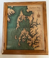 Eastern Bay Talbot and Queen Anne's Counties Maryland Laser Cut Wood Map Framed