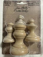 Advantus Idea-Ology Wooden Vignette Finial Set 4/Pkg-Unfinished .75"X1" To 1.5"X