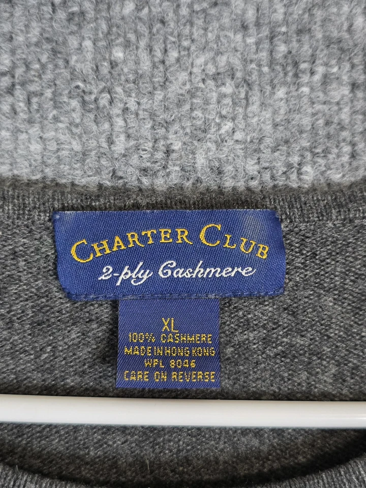 Suéter Charter Club para mujer XL gris 2 capas suéter de cachemir suave tejido clásico Foto 2 de 4