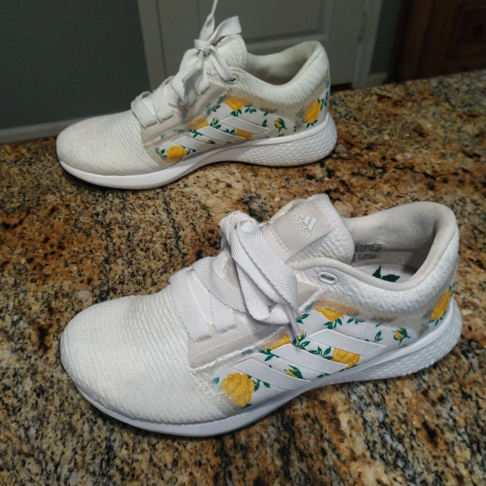 Rare Adidas Edge Lux 4 Floral White/Gold/Yellow Running Shoes FW9267 Womens US 6 - Image 4 of 4