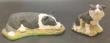 🐾 Stef Border Collie Figurines Pair Handmade UK Vintage Dog Ornaments 🐾