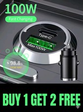 3 Pack 100W Car Charger Fast Charging Dual USB Type C PD QC3.0 iPhone Samsung