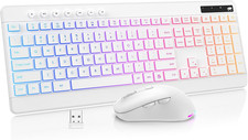 Wireless Keyboard and Mouse Combo, 10 Backlit Effects, Rechargeable 2.4Ghz Silen