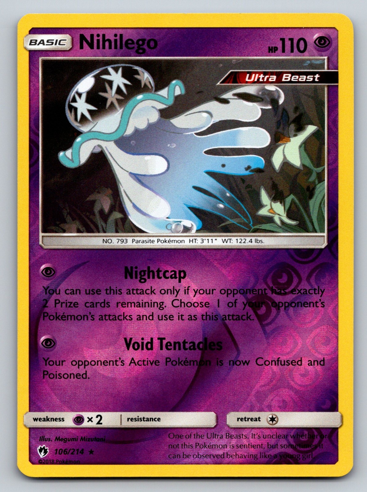 Nihilego 106/214 Lost Thunder Reverse Holo NM Pokemon Card English
