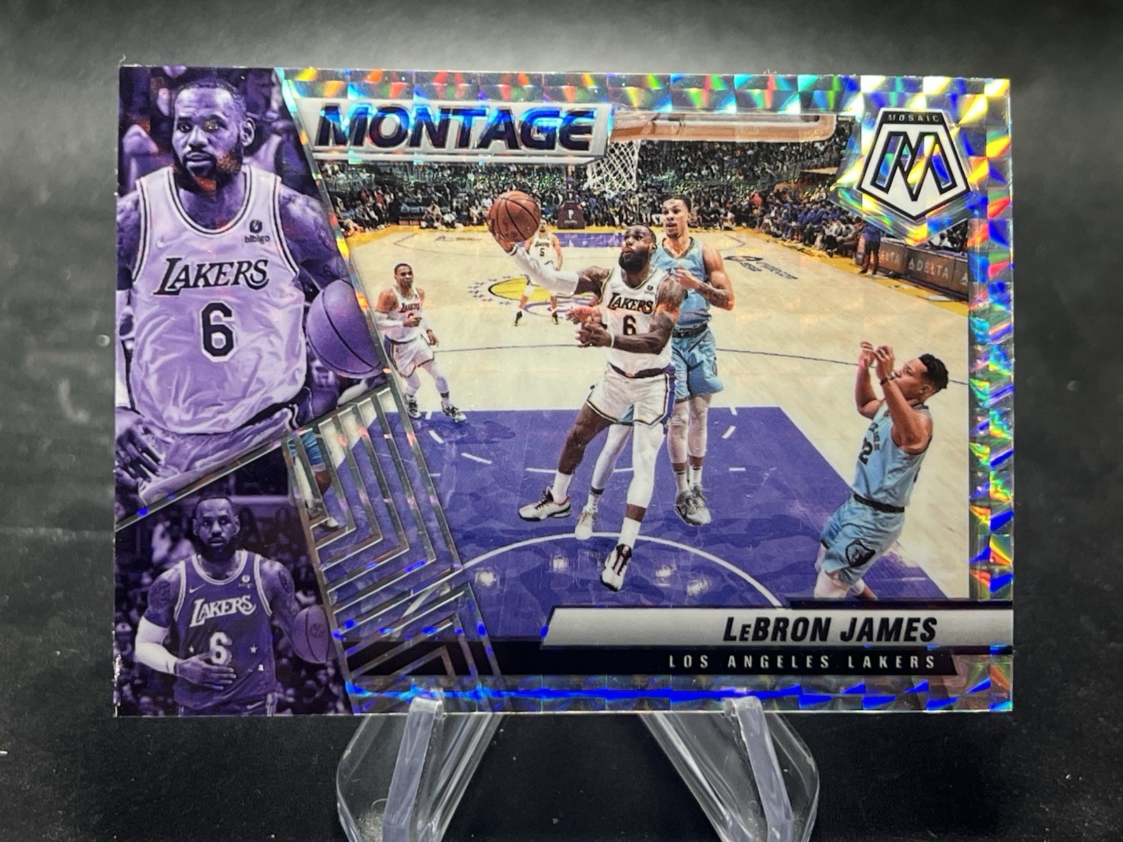 2021-22 Panini Mosaic Lebron James Montage Silver Prizm #23 Lakers