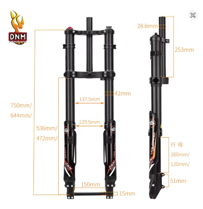DNM USD-8FAT Suspension Fork 15x150mm, 20x4.0" Front Wheel and 20x4.0" Rear Rim - Image 2 of 4