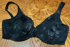 Lilyette Black Floral Lace Comfort Minimizer Soft Bra Size 36DD Style 0988
