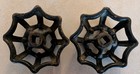 2 BLACK UNIQUE 3D VINTAGE STEAMPUNK CAST IRON WATER VALVE HANDLES RARE KNOBS — photo 4
