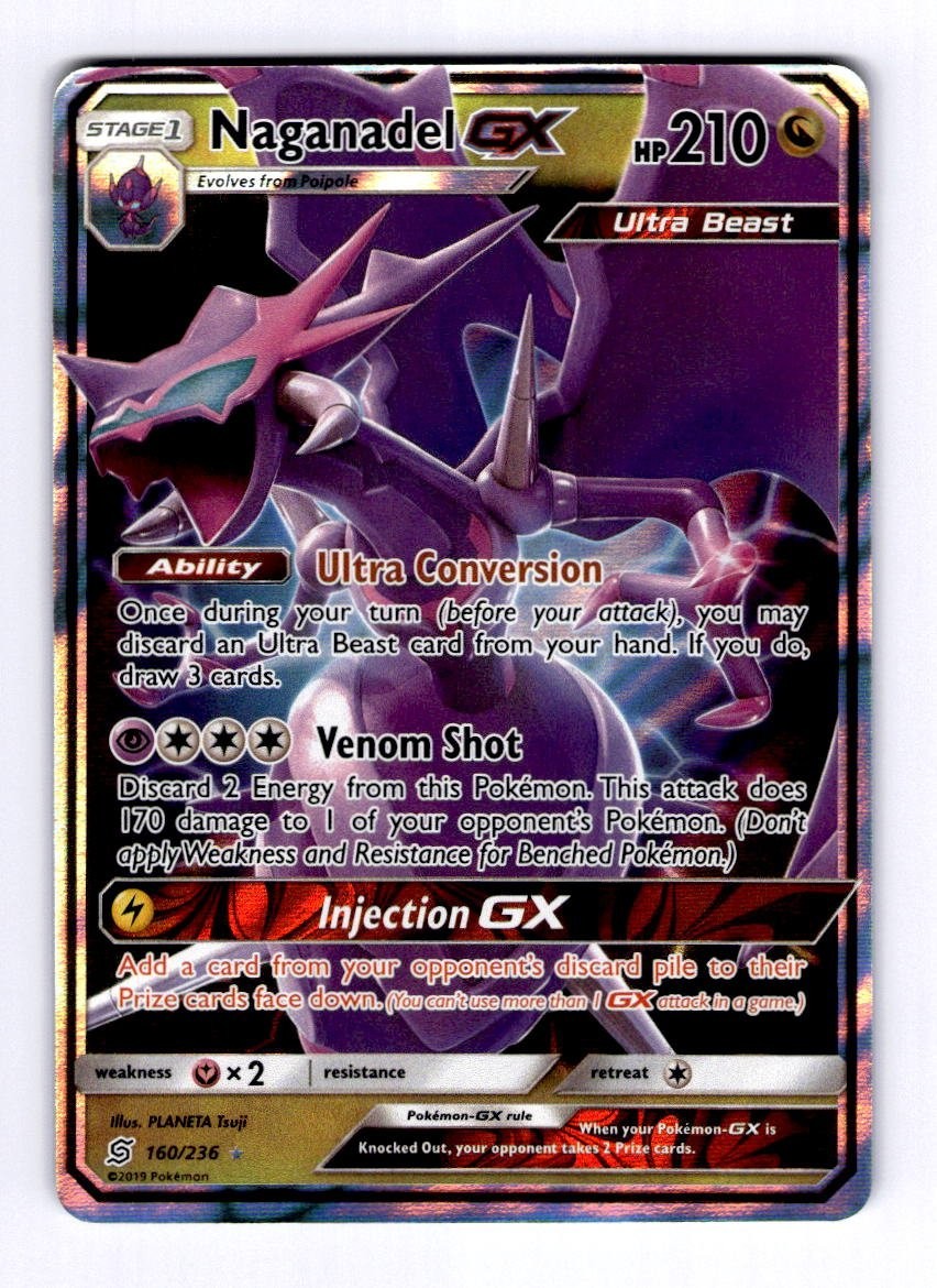 Naganadel GX SM - Unified Minds #160 (2019) Ultra Rare Holo NM Pokemon