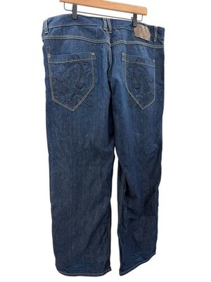 Ecko Unltd Baggy Fit Jeans Men s Size 42 Dark Wash Denim Rhino Logo Y2K