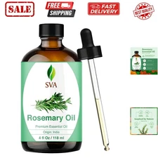 SVA Rosemary Essential Oil – 4 Fl Oz – 100% Natural Rosemary Oil for Hair, Fa...