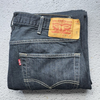 #ad Levis 501 Jeans Mens 38x32 Dark Wash Blue Clean Rigid Straight Leg Denim Pants $27.99