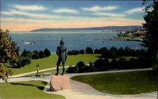 Massasoit Statue Plymouth Massachusetts vintage postcard x729