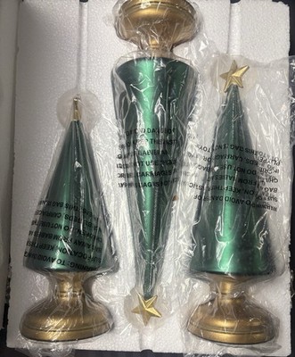 Set of 3 Green Illuminated Starry Night Trees by Valerie