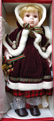 Seltene schöne Leonardo Collection Porzellan Weihnachtspuppe Limited Edition Neu
